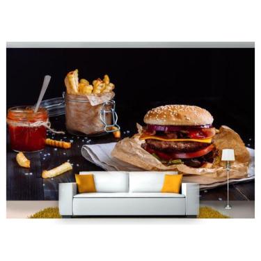Imagem de Papel De Parede Chesseburguer Queijo Carne 3D Al163 - Você Decora