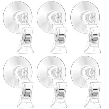 Imagem de LIQWEI 12 peças de clipes de ventosa de aquário ventosas, ventosa de vidro de janela ferramenta de alimentação de peixe de plástico transparente alimentador subaquático de vegetais acessórios para