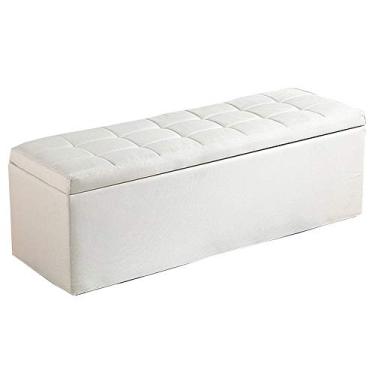 Imagem de Banqueta de linho multifuncional para entrada, sala de estar, quarto, banco de sapato 80 x 40 x 40 cm (cor: off-white)