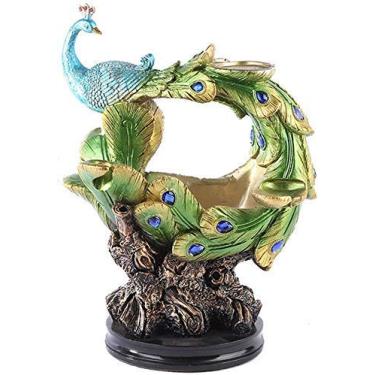 Imagem de Rack de vinho decoração clássico pavão retrô resina rack de vinho artesanato prateleira de garrafa em pé decoração de casa centro de mesa (28 x 48 cm)