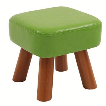 Imagem de Banqueta estofada para adultos banco de sapatos de couro sintético esponja grossa sofá banco de madeira maciça rolamento de armazenamento empilhável 100 kg (cor: verde, tamanho: 282825 cm)