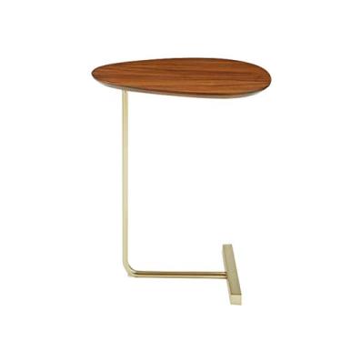 Imagem de Mesa lateral para notebook, mesa de jantar oval simples, mesa de centro lateral, sofá de sala de estar, mesa portátil de cabeceira, mesa de duas cores opcional, 45 x 30 x 60 cm (cor: preto) (marrom)