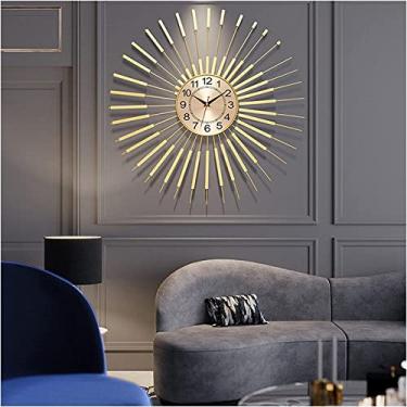 Imagem de Relógio de parede arte simples relógio de parede grande de metal 3D relógio de parede, relógios de decoração silenciosa, sala de estar, relógios de parede sem tique-taque, relógio de quartzo moderno