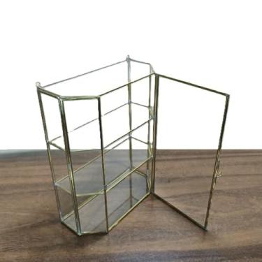 Imagem de Porta Joias Bibelô Latão Vidro Parede Vitrine 25x20x8,5cm 1k