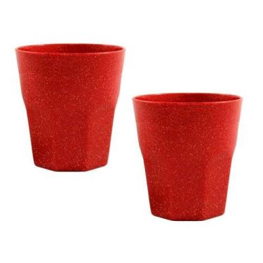 Imagem de Kit 2 Copos Mini Roma Fibra Madeira Vermelho 300Ml - Bb Store
