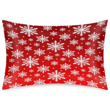 Imagem de Fronha Queen Size de cetim de seda para cabelo e pele, macia, antiderrapante, refrescante, neve, vermelho, com fecho de envelope para dormir, mulheres, homens, crianças, 50 x 76 cm, 1 peça