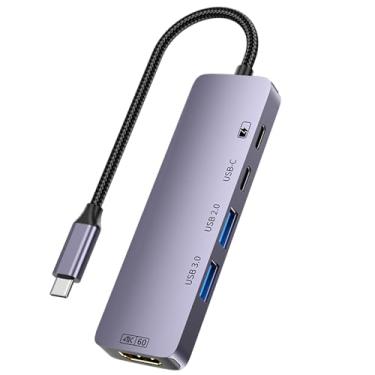 Imagem de Hub USB-C 5 em 1 com HDMI 4K 60 Hz, entrega de energia de 100 W para MacBook Pro/Air, iPad Pro, Thinkpad Rog Ally e mais.