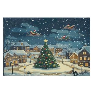 Imagem de Blueangle Tapete de Natal 5 x 7 – Capacho lavável antiderrapante para entrada, cozinha, banheiro, varanda com estampa de cidade de neve (189)