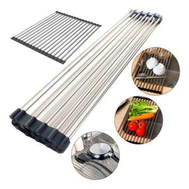 Imagem de Escorredor De Pratos Inox 37 Cm Louças Esteira Multifunções - Western