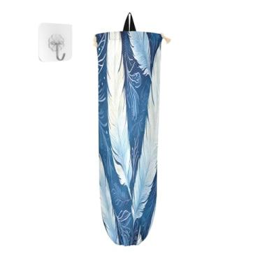 Imagem de Wassud Pacote com 1 suporte de saco de plástico de pena branca, suporte de sacola de mercearia, armazenamento de cozinha para decoração de despensa de cozinha em casa