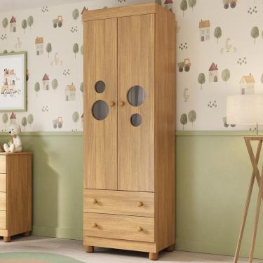 Imagem de Guarda-roupa Infantil 62cm 2 Portas com Vidro e 2 Gavetas Bombom Multimóveis MP4461