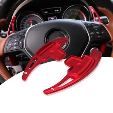 Imagem de Extensão de Palhetas de Direção para Rodas de Liga Leve Compatível com Mercedes Benz A B E GLA GLK SLK M Classe M (Modelo A-vermelho)
