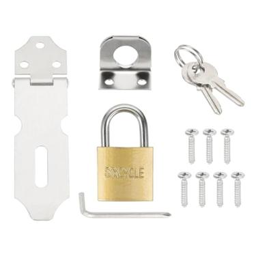 Imagem de PATIKIL 1 ferrolho de cadeado de aço inoxidável, ferrolho de trava de 6 cm, trava deslizante para porta, fecho de segurança com trava de cobre única e parafusos para armário, jardim, quintal, galpão