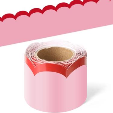 Imagem de Fuutreo Bordas de quadro de avisos de onda do dia dos namorados de 10 metros, romântico, rosa, vermelho, formato de onda, corte, quadro-negro, decoração de parede para sala de aula, porta de casa