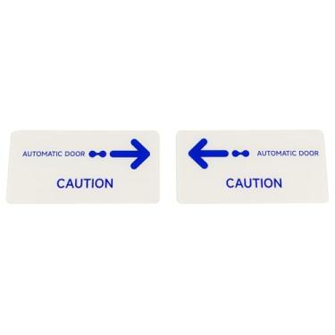 Imagem de Caution Placas automáticas de porta 16,3 x 3,2 cm acrílico brilhante, placas de aviso de segurança para tapume de portas de vidro em locais públicos, decalque automático de porta (branco)