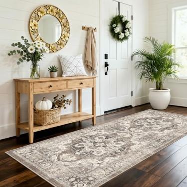 Imagem de YOUFORTONG Tapete de corredor de corredor de 7 x 18 cm: lavável na máquina vintage para cozinha Enrtyway tapete antiderrapante de pelo baixo interior macio fino resistente a manchas tapete decorativo