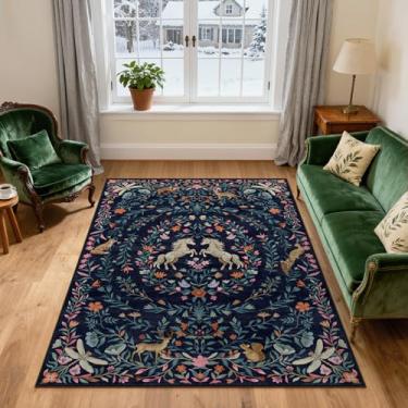 Imagem de Lavável à máquina, tapetes para sala de estar, antiderrapante, macio, de unicórnio, floral, casa de fazenda, marroquino, vintage, animal, sala de jogos, meninas, tapetes para quarto, tapetes para