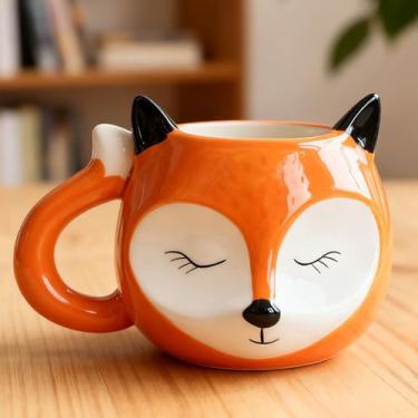 Imagem de Arawat Caneca Fox Grande 500 ml Kawaii 3D Animal Canecas Presente Cerâmica Caneca de Chá Porcelana Canecas de Café Fox Deco Xícara de Chá Doce Café Presente de Aniversário para Mulheres Homens Meninas