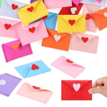 Imagem de Hahafelt Envelope de feltro de dia dos namorados, 30 unidades, envelope de coração, amor, costura, mesa, dispersão, enchimento de tigela para chá de casamento, festa de aniversário, decoração de