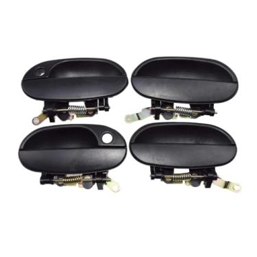 Imagem de Conjunto de 4 maçanetas externas para portas dianteiras e traseiras, esquerda e direita, compatíveis com Hyundai Accent 1995-1999 (códigos: 82660-22000, 82650-22000, 83660-22000).