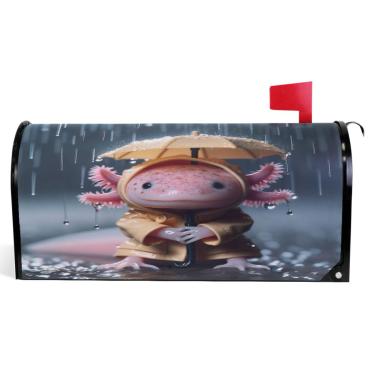 Imagem de TSENQUE Capas decorativas para caixa de correio magnética, envoltórios de caixa de correio de vinil, estampa de animal de axolote fofo à prova de intempéries, decoração de caixa de correio de férias