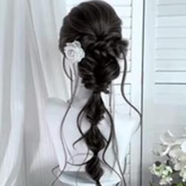 Imagem de 1 peça de extensões de cabelo humano real para mulheres, extensões de cabelo encaracolado preto acastanhado com clipe macio em extensões de cabelo humano