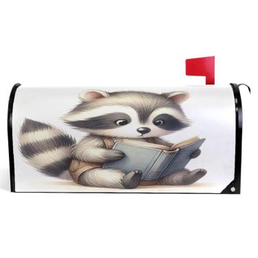 Imagem de TSENQUE Capas de caixa de correio magnéticas decorativas de primavera envoltórios de caixa de correio de vinil decorações de caixa de correio para casa de fazenda ao ar livre filhote de guaxinim fofo