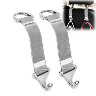 Imagem de JINSIMAIER Ganchos de encosto de cabeça para assento de carro, gancho de bolsa, gancho de armazenamento de corrente trançada de liga metálica, encosto de cabeça para pendurar no interior, acessórios
