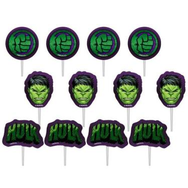 Imagem de Palitos Decorativos P/ Doces Hulk - 12 PÇs - 1 UN - Piffer - Rizzo - D