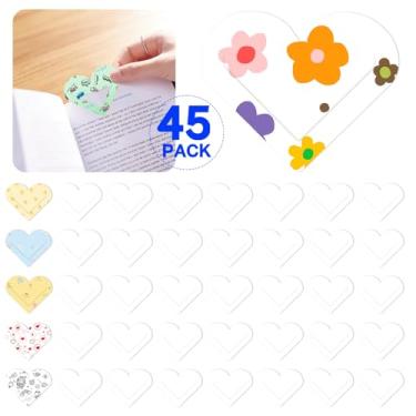 Imagem de 45 marcadores de livro de sublimação, marcadores de coração de papel DIY com furos e borlas coloridas para artesanato, marcadores em branco com borla personalizada