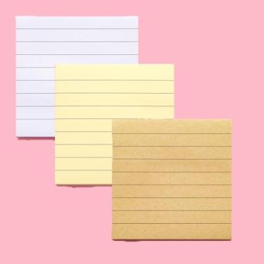 Imagem de Notas adesivas forradas de 7,5 x 7,6 cm, 3 cores, 80 folhas por bloco, notas organizadas para escritório, listas de planejamento de material de diário