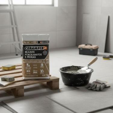 Imagem de Rejunte Porcelanatos E Pedras Branco 1kg Novo - Ceramfix