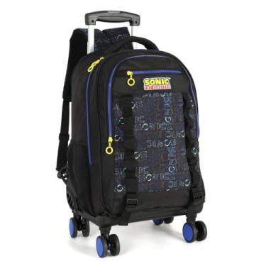 Imagem de Mochila Sonic de Rodas Mala 360 Filme Escolar Juvenil Jogo, Preto