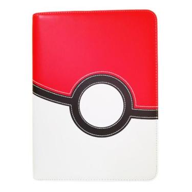 Imagem de Pasta Grande Pokébola c/ Zíper e 20 folhas pretas 18 bolsos p/ 360 car