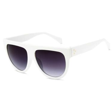 Imagem de Óculos de Sol Oversized com Lentes Degradê, Proteção UV400, para Homens e Mulheres, Ideais para Esportes ao Ar Livre, Corrida e Ciclismo, nas Cores Branco e Cinza.