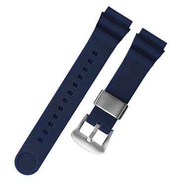 Imagem de IENYU Pulseira masculina de borracha de silicone Seiko 5 No. Solar 22 mm para mergulho esportivo enlatada SNE537 SRPA83J1 (fivela prata azul)