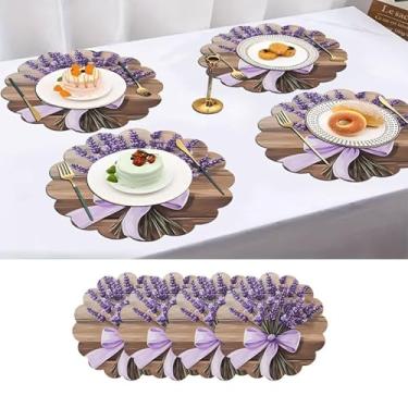Imagem de Conjunto de 4 tapetes redondos laváveis de 35,5 cm para casa, cozinha, mesas de jantar e restaurantes, antiderrapantes, fáceis de limpar