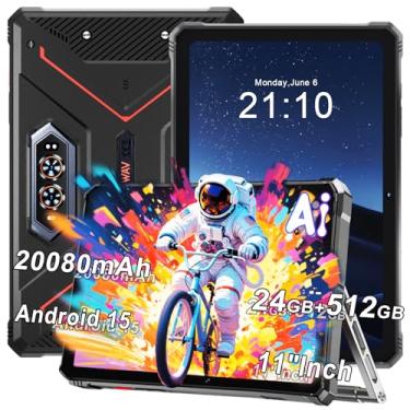 Imagem de HOTWAV Tablet robusto R9 Plus, tablets impermeáveis 2K FHD de 11 polegadas, 24 GB + tablet Android 14 de 512 GB/TF 2 TB, bateria de 20800 mAh, 64 MP + 16 MP, Octa-Core, Dual SIM 4G, WLAN 5, IP68 e