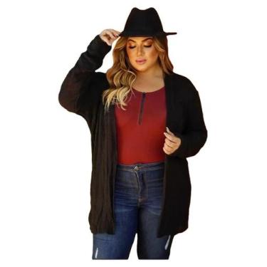 Imagem de Kimono Tricot Plus Size Frio Cardigan Blusa Inverno Grande - PLUS MESM