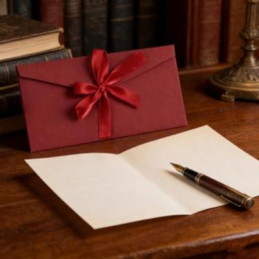 Imagem de Envelopes de papel kraft, 10 peças, envelopes de presente com fita envelope colorido retrô para convites, cartas feitas à mão, casamento, aniversário, Natal, casamento (vermelho)