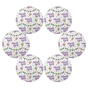 Imagem de Wassud Jogo americano conjunto de 6 tapetes de mesa redondos festivos para cozinha e jantar tapetes laváveis resistentes ao calor para decoração de mesa 39 cm