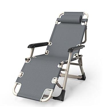 Imagem de ONDHGFBGB Cadeiras reclináveis dobráveis para pátio com encosto de cabeça ajustável berço de acampamento para praia, jardim, família, piscina, escritório, carga portátil 200 kg