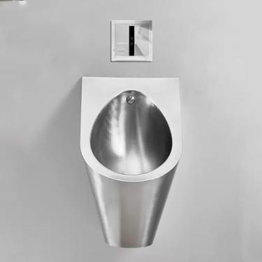 Imagem de pcagfaajmh Mictórios de aço inoxidável 304, mictório com sensor de parede masculino inteligente, uso residencial, banheiro, banheiro, urinol, sanitário, masculino, vaso sanitário, antirespingos (prata