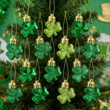 Imagem de Conjunto de enfeites de trevo do dia de São Patrício, 3 estilos de bolas de trevo de boa sorte, pingentes de trevo para chaveiros, árvores de Natal, prateleiras e decoração de casa, pingentes da sorte