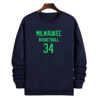 Imagem de Blusa Moletom Gola Basquete Milwaukee Basketball número 34 - Loja Clic