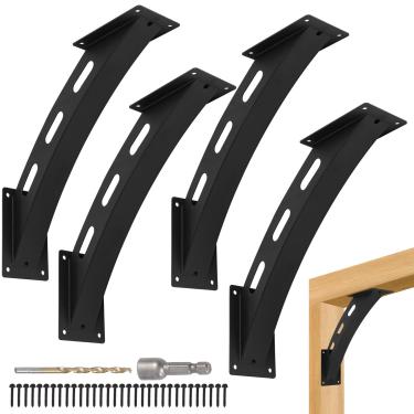 Imagem de 4 suportes de ângulo curvos resistentes de 45 graus - suportes de canto de viga de madeira para gazebo, pátio, varanda, cabana de madeira e mais