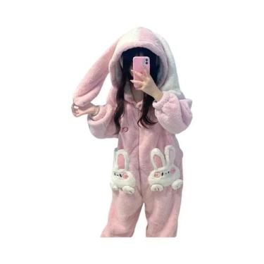 Imagem de Pijamas De Inverno Em Veludo Coral Com Capuz Para Mulheres, Quentes E 