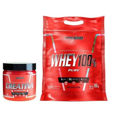 Imagem de Creatina Mono-hidratada Integralmédica Hardcore - 300g + Whey Protein Concentrado 900g-Unissex