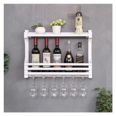 Imagem de Prateleiras de bar de vinho montadas na parede, prateleira de exibição de garrafa de bar flutuante, suporte de garrafa de vinho e vidro, armário de licores mini bar, para sala de jantar, bar, cozinha