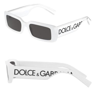 Imagem de DOLCE & GABBANA DG6187 Óculos de sol com logotipo de letras em forma retangular com kit de óculos de luxo